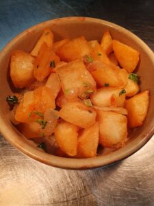 Saute Bravas potatoes served with aioli